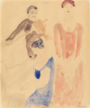 ABRAHAM WALKOWITZ (1878 - 1965, RUSSIAN/AMERICAN) Untitled, Trio, (Two Watercolors).